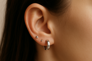 Como Usar Brincos Segundo Furo em Prata 925 em Orelha com Três Furos